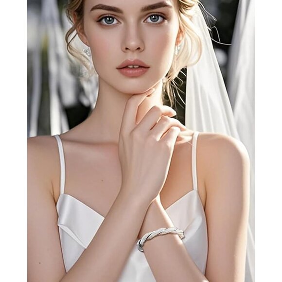 Ladies Sterling Silver Adjustable Open Cuff Bracelet Handmade Italian Jewelry Gi - Picture 6 of 7